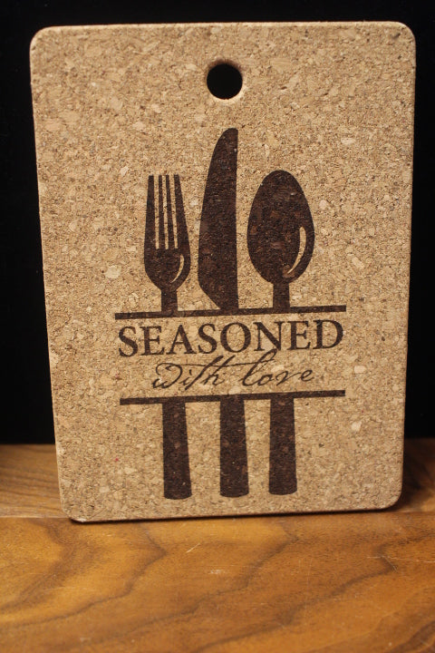 Cork Seasoned with Love Engraved Board