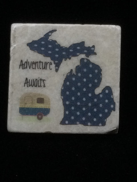 MI Adventure Awaits Magnet Tile by Ravaged Barn