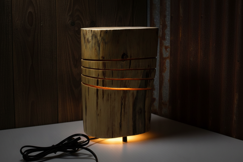 Finished Natural Wood Glow Lamp by Rustic Log Creations