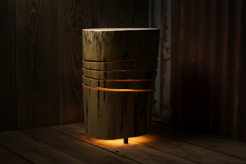 Finished Natural Wood Glow Lamp by Rustic Log Creations
