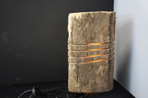 Unfinished Rustic Log Lamp Yellow Light Decorative Pieces