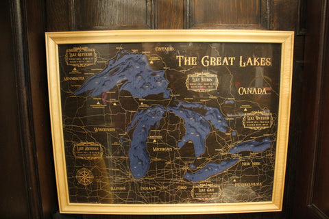 Great Lakes Laser-Cut Wall Art with Museum Glass – 25.5" × 20"