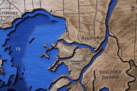 19 1/4x15 1/2 Lake St. Clair 3D Wood Map by Lucky Arrow Designs