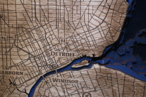 19 1/4x15 1/2 Lake St. Clair 3D Wood Map by Lucky Arrow Designs