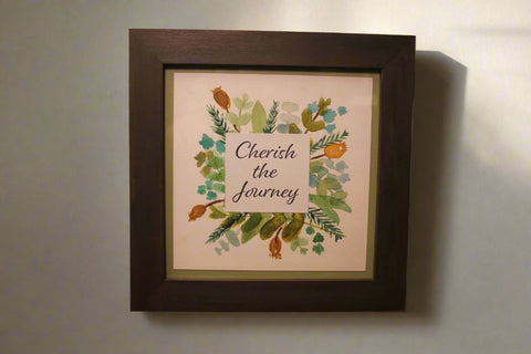 Framed "Cherish the Journey" Botanical Wall Art