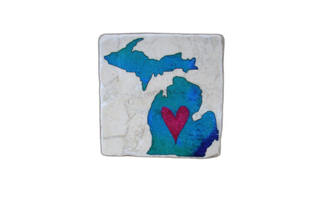 Michigan with Heart Coaster by Ravaged Barn