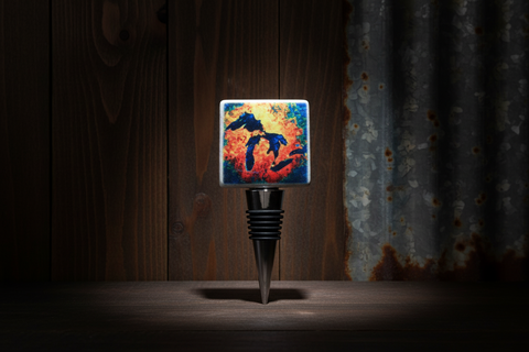 Fire Michigan Tile Wine Stopper by Ravaged Barn