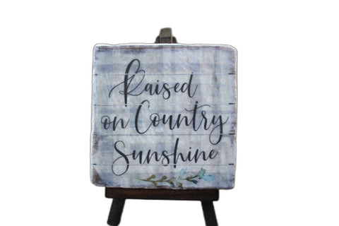 Raised on Country Sunshine 4x4 Marble Tile Coaster with Stand