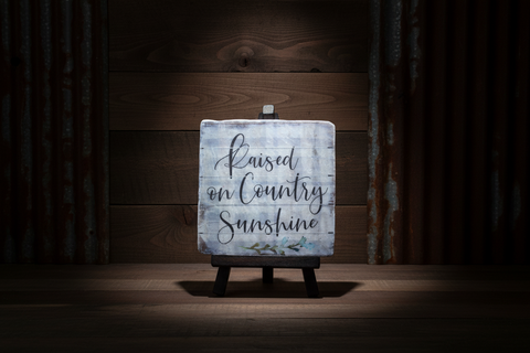 Raised on Country Sunshine 4x4 Marble Tile Coaster with Stand