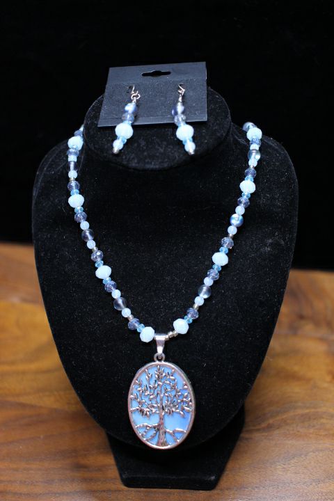 12" Pearlescent Tree of Life  Necklace & Earrings by Outrageously Millie