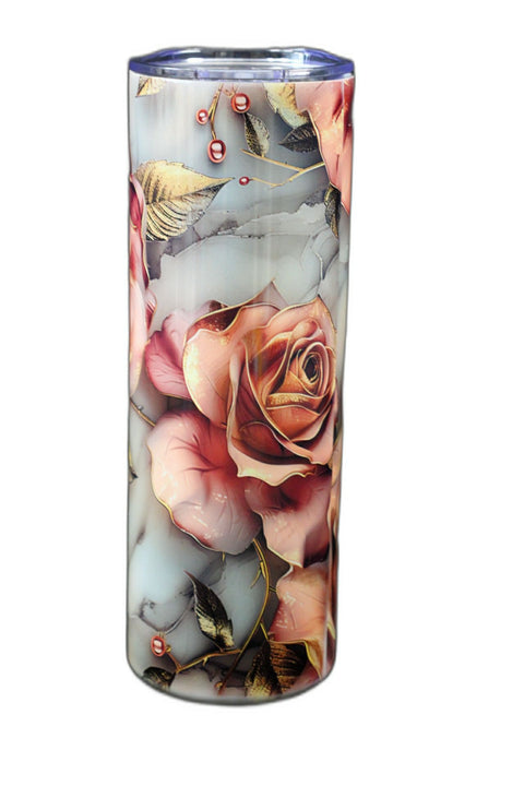 Pink Roses 20 ounce travel cup