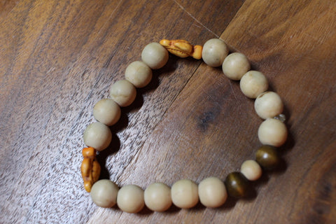 Orange Turtle with Tan and Brown Wood Beads Bracelet by Theiss Tye Dye Studios