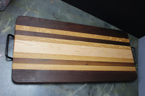 Grand Hardwood Serving Board with Metal Handles