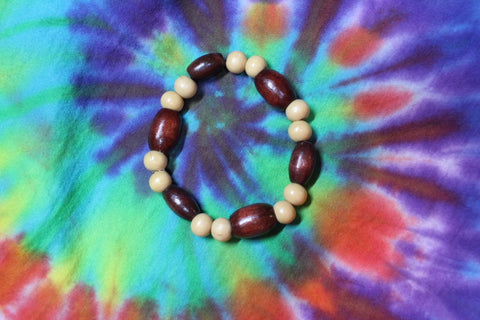 Cherry Oval w/tan bead wood bracelets by Theiss