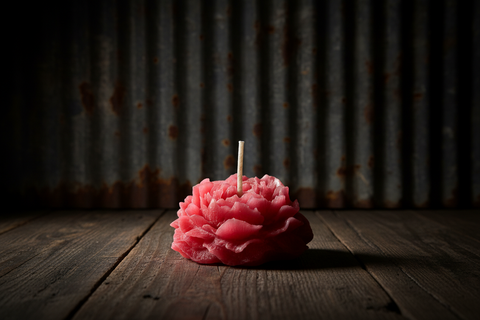 Red Wax Rose Candle with Single Wick