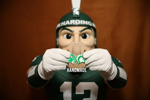 MSU Go Green Harding Made Resin Earrings