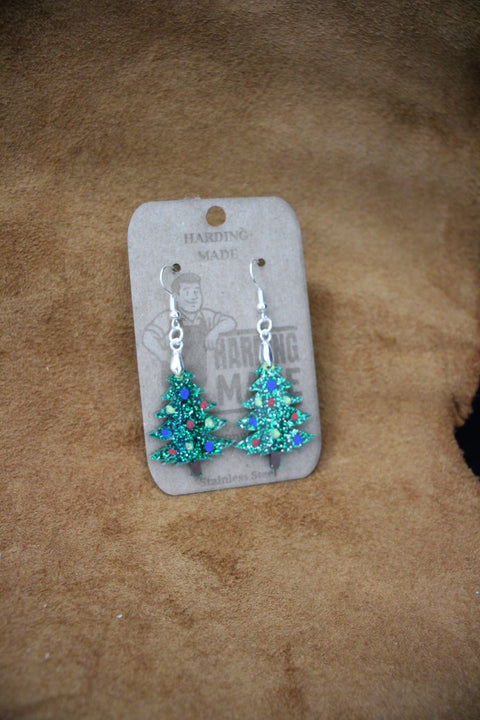 Glitter Christmas Trees  Harding Made Earrings