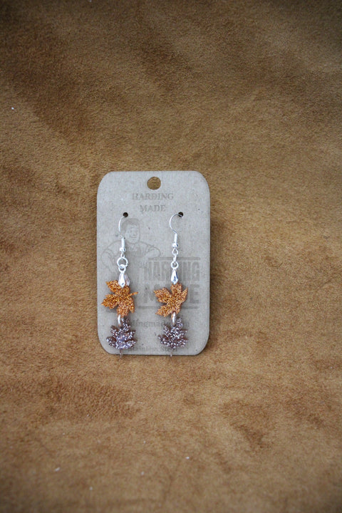 Harvest Glitter Leaf Earrings   Harding Made