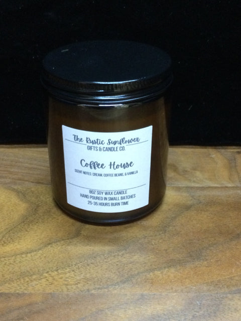 Coffee House Candle 8oz. by The Rustic Sunflower