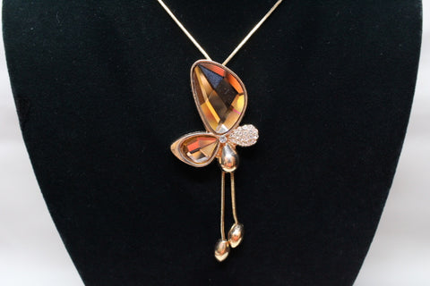 16" Glass Butterfly Gold Necklace by Outrageously Millie Jewelry