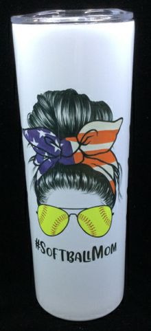 Softball Mom Skinny Tumbler by Ravaged Barn