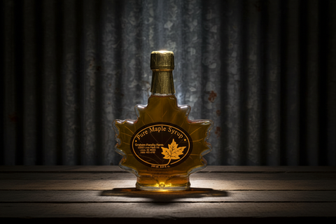 8.45 Fluid oz Large Glass Leaf Pure Maple Syrup - Amber