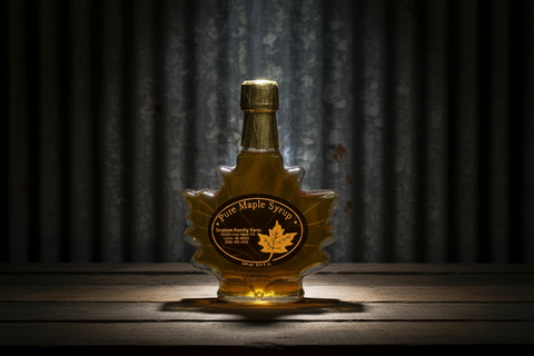 8.45 Fluid oz Large Glass Leaf Pure Maple Syrup - Amber