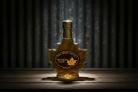 8.45 Fluid oz Large Glass Leaf Pure Maple Syrup - Amber