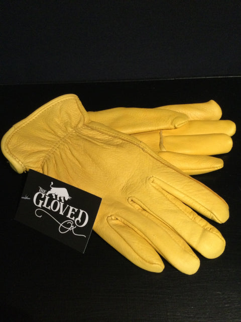 Women's Yellow Large Deerskin Gloves by The Gloved Ox