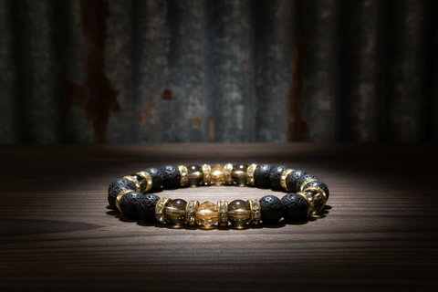 Black Lava Stone Gold Diffuser Bracelet