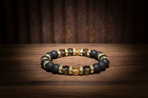 Black Lava Stone Gold Diffuser Bracelet