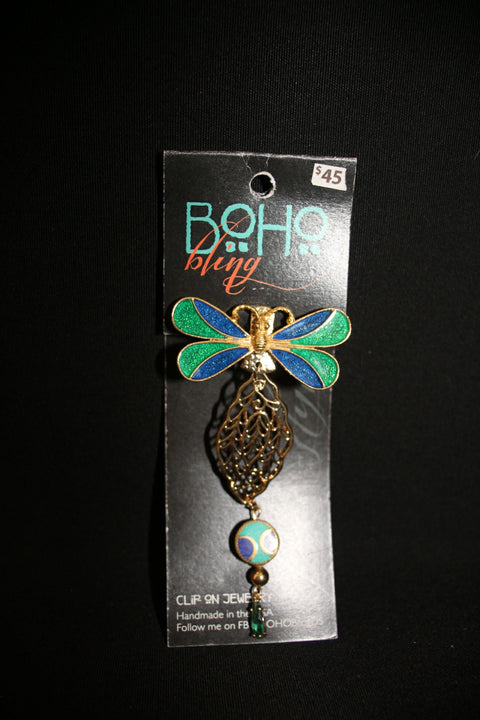 Dragonfly Clip On Jewelry by Boho Bling