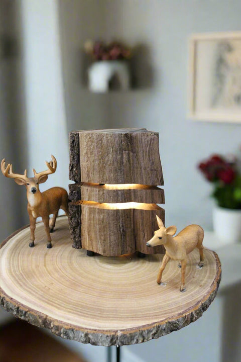 Woodland Deer Scene Lamp - Rustic Log Creations