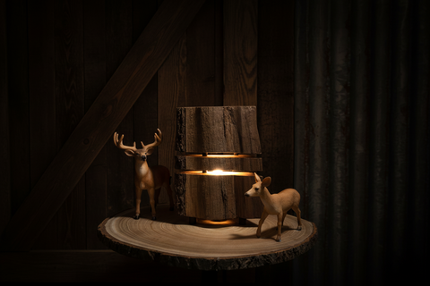 Woodland Deer Scene Lamp - Rustic Log Creations