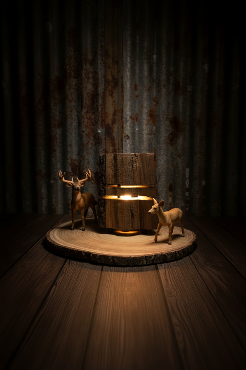 Woodland Deer Scene Lamp - Rustic Log Creations
