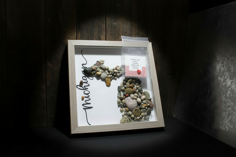 Michigan Rocks Shadow Box Art by Art By Amy