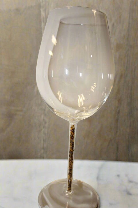 Set of Sophisticated Wine Glasses with Crystal Filled Tiger Eye Stems