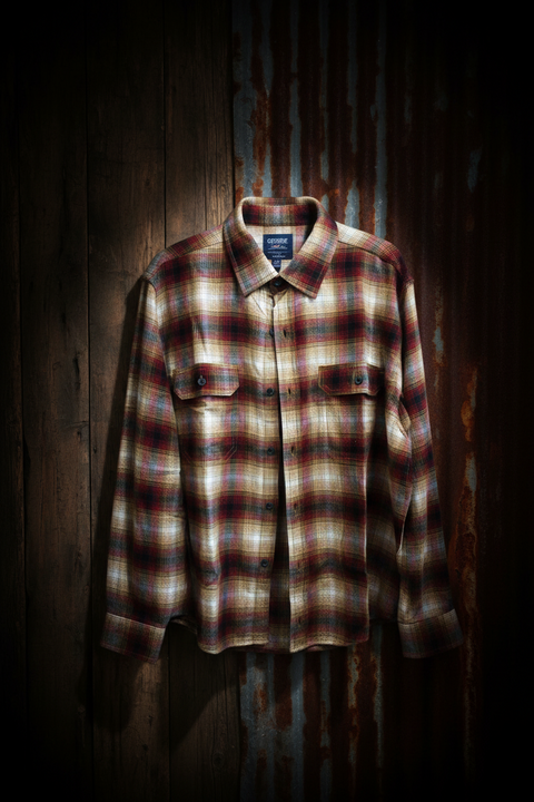 L - Made in Michigan Red Plaid Flannel Shirt by Center Road Studio
