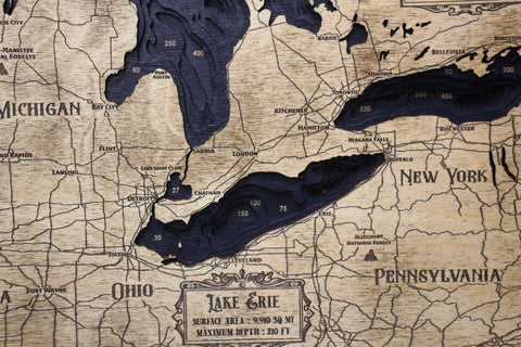 20" x 15 1/2" Great Lakes 3D Wood Map by Lucky Arrow Designs Wall Art & Prints