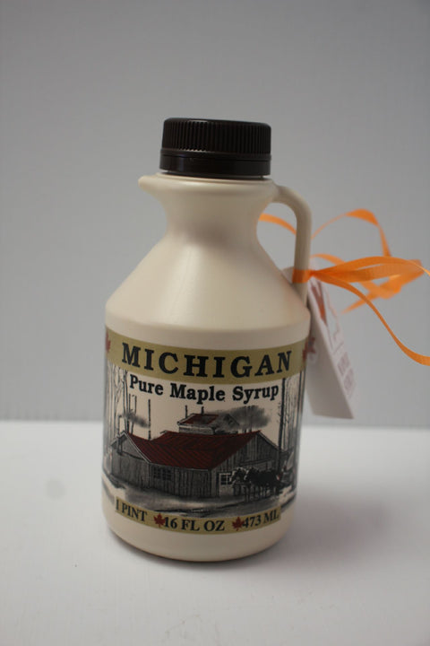 16 Fluid Ounces Dark Maple Syrup  US Grade A Pure Michigan Plastic bottle