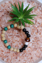 Load image into Gallery viewer, Brown Mushroom with Green, Black and Tan Wood Beads  Bracelet by Theiss Tye Dye
