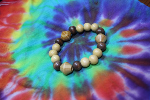 3 Bi-cone Wood Bead Bracelet by Theiss Tye Dye Studio