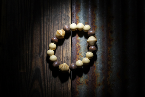 3 Bi-cone Wood Bead Bracelet by Theiss Tye Dye Studio
