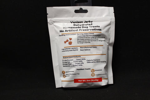 Wild Venison Jerky Dog Treats 2oz by Pawfect Treats