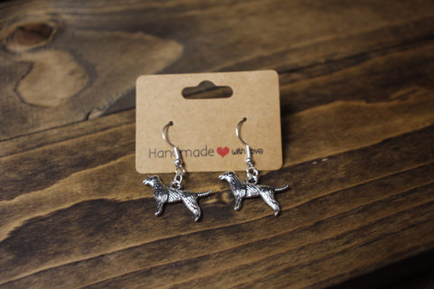 Handmade Silver Dog Charm Dangle Earrings