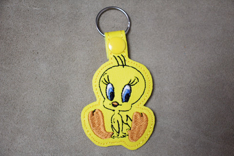 Tweety Embroidered Faux Leather Keychain