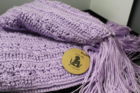 Suki B's Purple Fringe Crocheted Baby Blanket