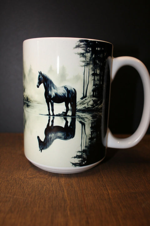 Horses Reflection Coffee Mug  by June Bugs