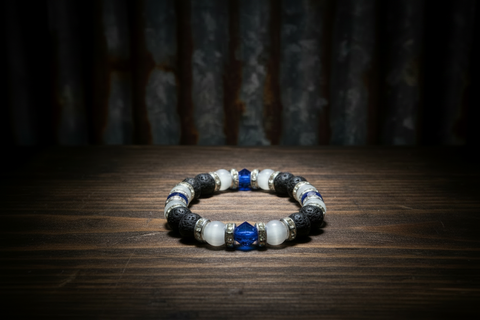 Blue Beaded Essential Oil Diffuser Bracelet by The Diffuser Bracelet Boutique