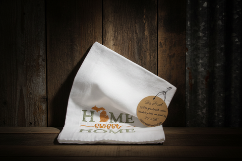 Home Sweet Home Michigan Tea Towel by Suki B's Creations